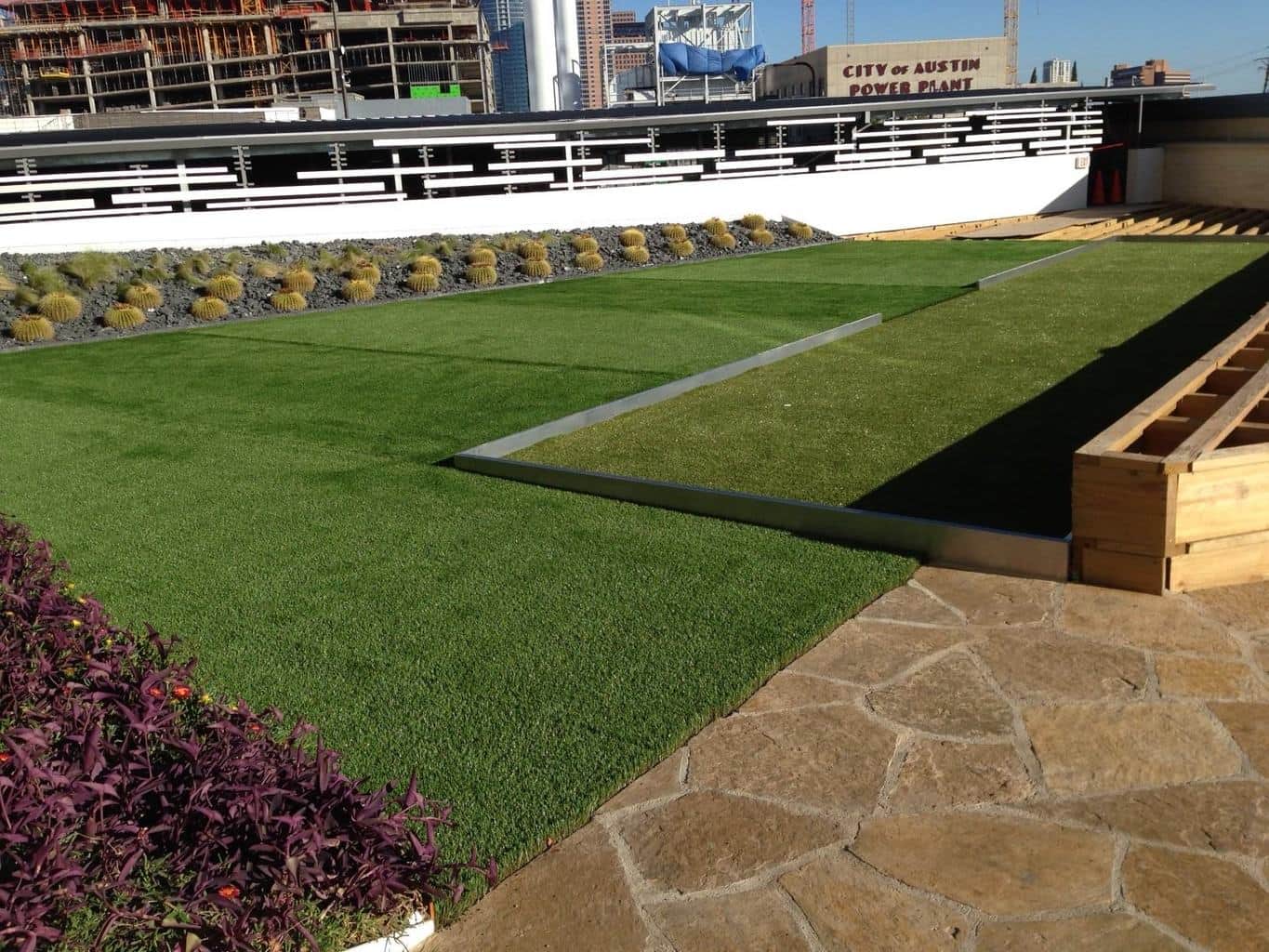 Synthetic Turf Installation Green Roof with AirDrain providing