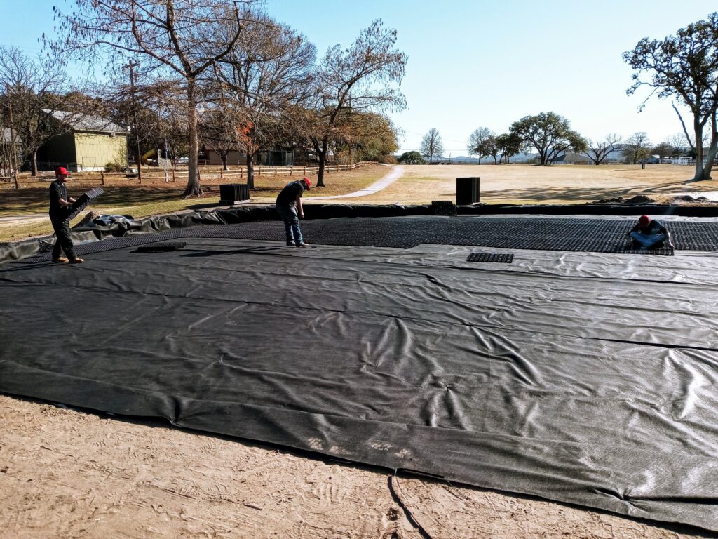 AirDrain, golf course construction, putting green, AirDrain Natural Grass Putting Green Install Flying L Resort